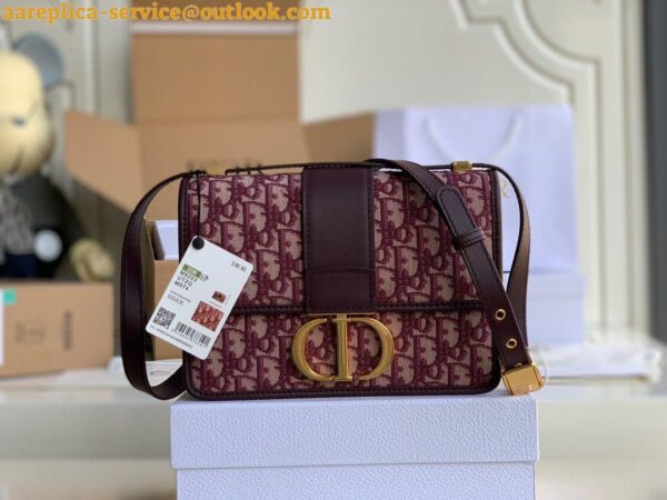 Replica Dior 30 Montaigne Medium Bag In Bordeaux Dior Oblique Jacquard 3