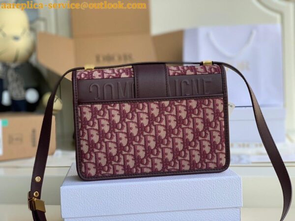 Replica Dior 30 Montaigne Medium Bag In Bordeaux Dior Oblique Jacquard 4