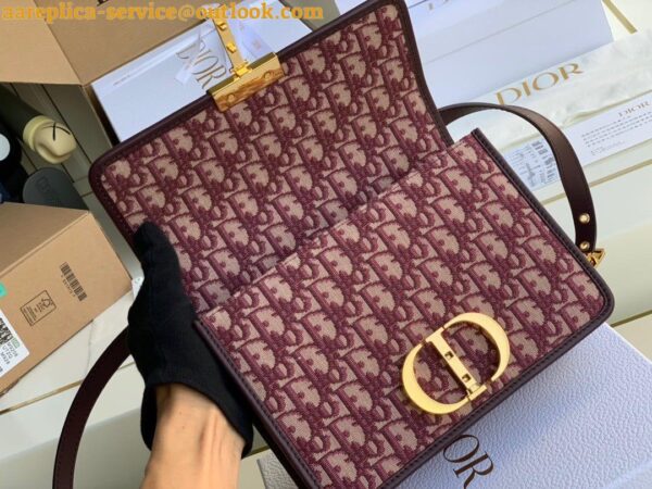 Replica Dior 30 Montaigne Medium Bag In Bordeaux Dior Oblique Jacquard 9