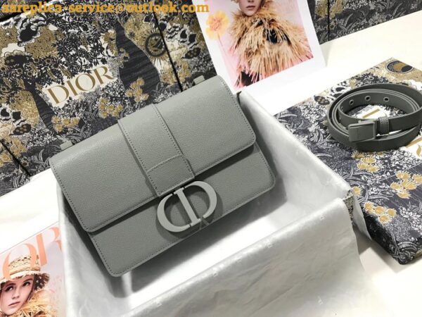 Replica Dior 30 Montaigne Medium Bag In Grey Ultramatte Grained Calfskin 3