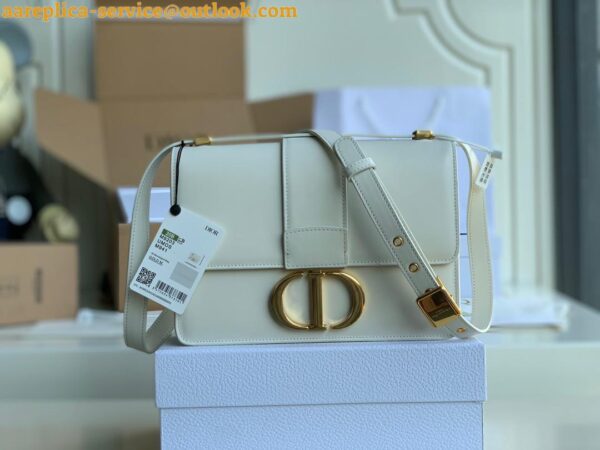 Replica Dior 30 Montaigne Medium Bag In White Box Calfskin 15