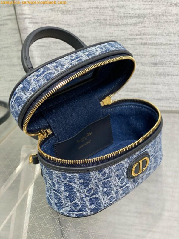 Replica Dior 30 Montaigne Mini Vanity Case in Blue Denim Oblique Jacquard 12