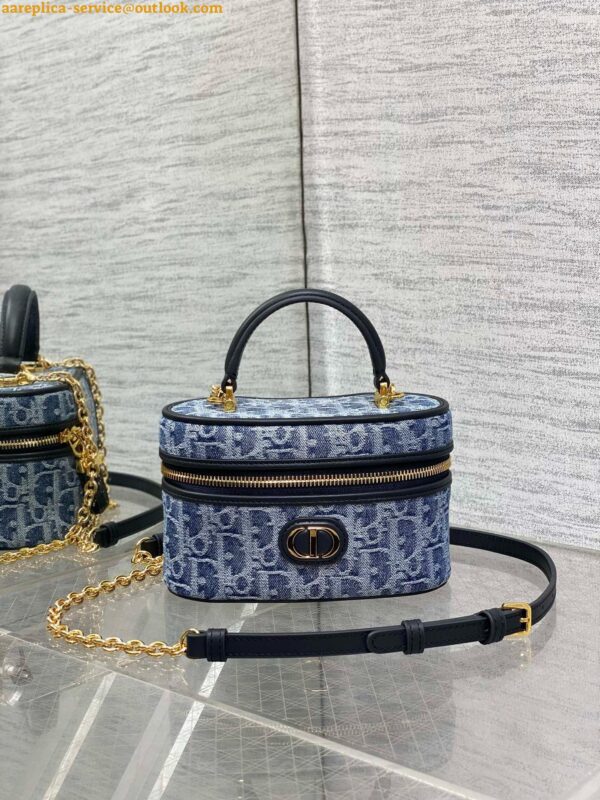 Replica Dior 30 Montaigne Mini Vanity Case in Blue Denim Oblique Jacquard 13