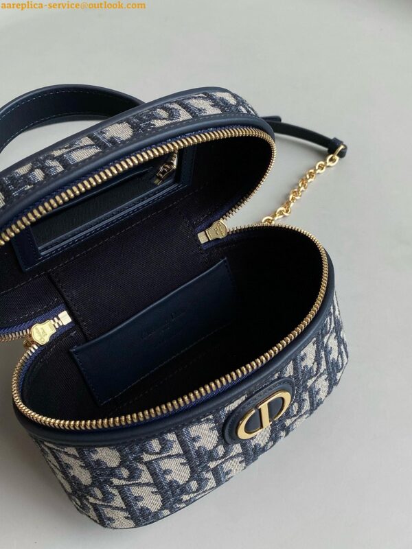 Replica Dior 30 Montaigne Mini Vanity Case in Blue Oblique Jacquard 5