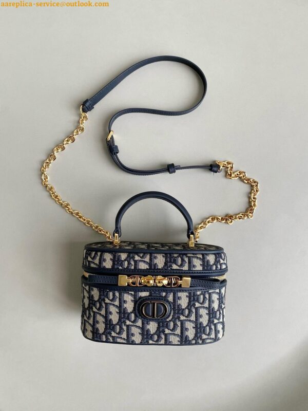 Replica Dior 30 Montaigne Mini Vanity Case in Blue Oblique Jacquard 7