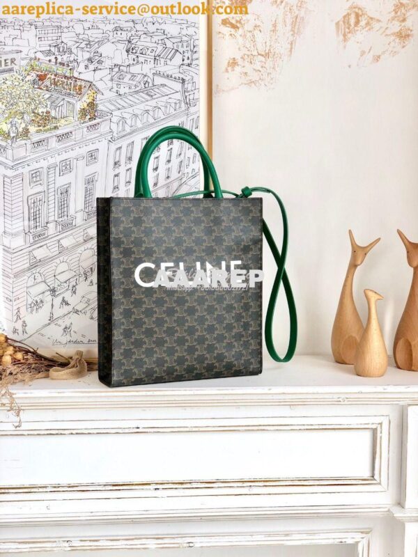 Replica Celine Small Cabas Vertical In Triomphe Canvas 191542 Green