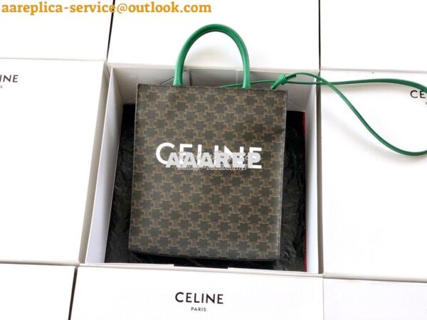 Replica Celine Small Cabas Vertical In Triomphe Canvas 191542 Green 2