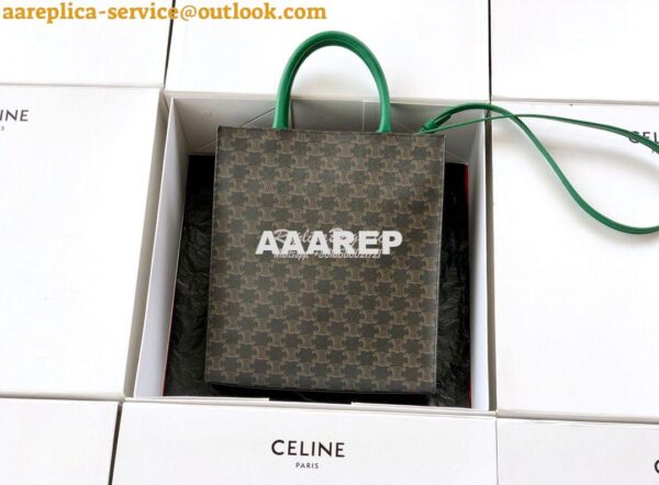 Replica Celine Small Cabas Vertical In Triomphe Canvas 191542 Green 6