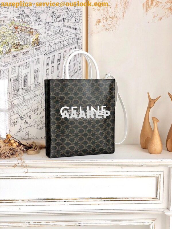 Replica Celine Small Cabas Vertical In Triomphe Canvas 191542 White