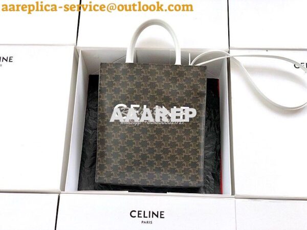 Replica Celine Small Cabas Vertical In Triomphe Canvas 191542 White 3