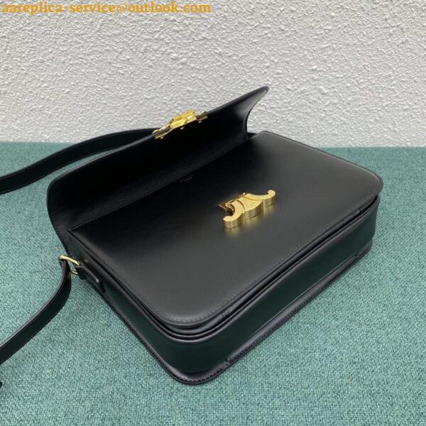 Replica Celine Triomphe Large Bag In Black Calfskin 9