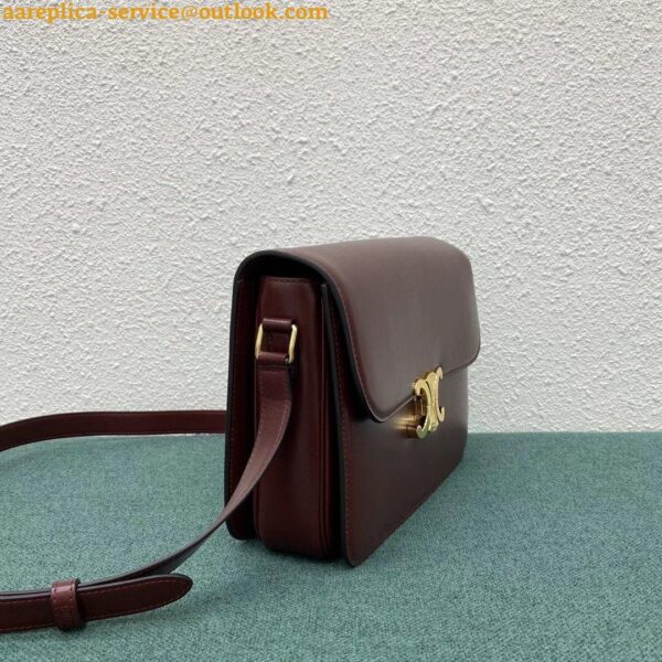 Replica Celine Triomphe Large Bag In Bordeaux Calfskin 12