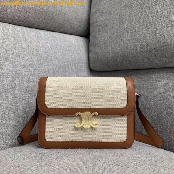 Replica Celine Triomphe Large Bag In Textile and Calfskin 7