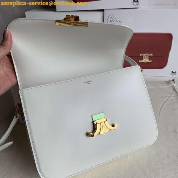 Replica Celine Triomphe Large Bag In White Calfskin 7