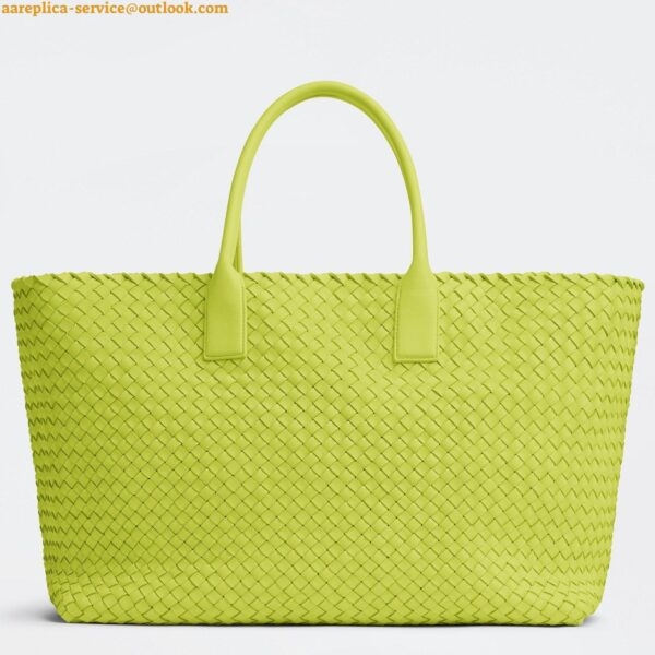 Replica Bottega Veneta Cabat Large Bag In Acid Kiwi Intrecciato Lambskin