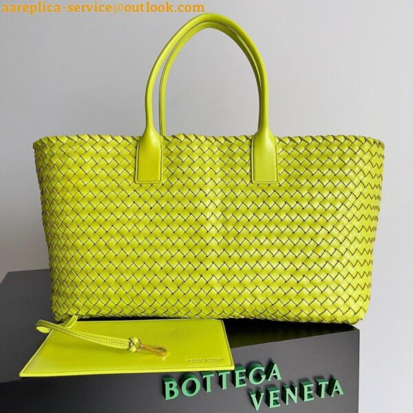 Replica Bottega Veneta Cabat Large Bag In Acid Kiwi Intrecciato Lambskin 3