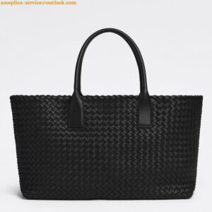 Replica Bottega Veneta Cabat Medium Bag In Black Intrecciato Lambskin