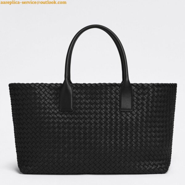 Replica Bottega Veneta Cabat Medium Bag In Black Intrecciato Lambskin 3