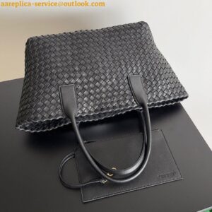 Replica Bottega Veneta Cabat Medium Bag In Black Intrecciato Lambskin 2