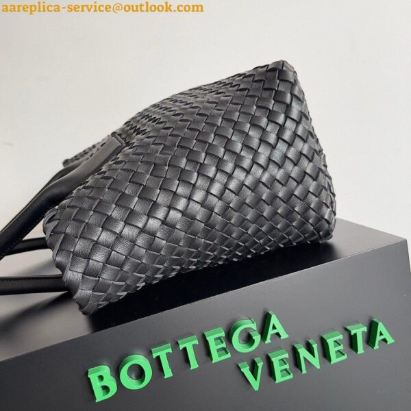 Replica Bottega Veneta Cabat Medium Bag In Black Intrecciato Lambskin 10