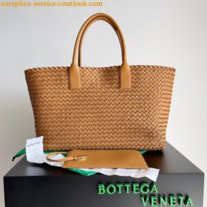 Replica Bottega Veneta Cabat Medium Bag In Caramel Intrecciato Lambskin