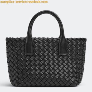 Replica Bottega Veneta Cabat Mini Bag In Black Intrecciato Lambskin