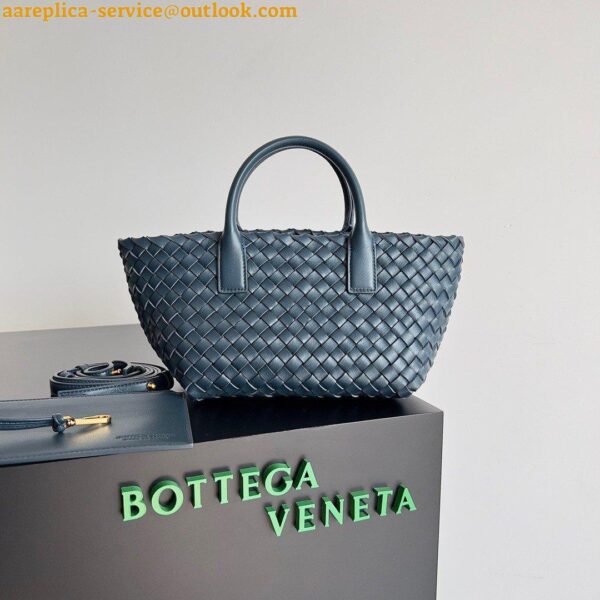 Replica Bottega Veneta Cabat Mini Bag In Navy Blue Intrecciato Lambskin 3