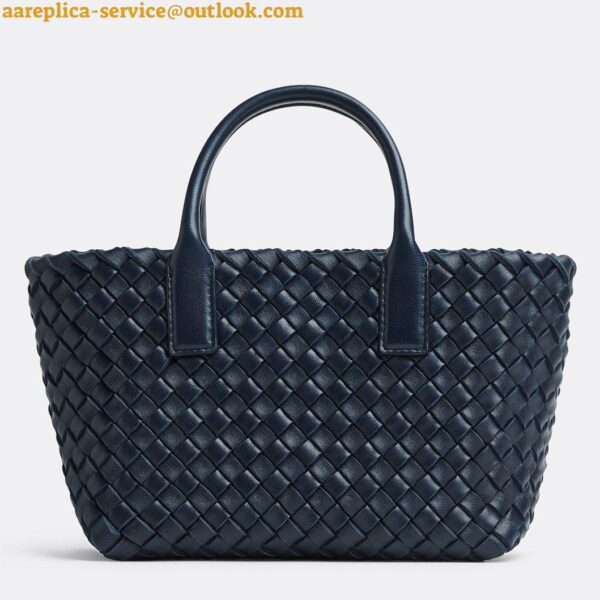 Replica Bottega Veneta Cabat Mini Bag In Navy Blue Intrecciato Lambskin 5