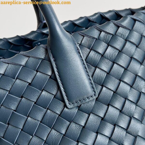 Replica Bottega Veneta Cabat Mini Bag In Navy Blue Intrecciato Lambskin 6