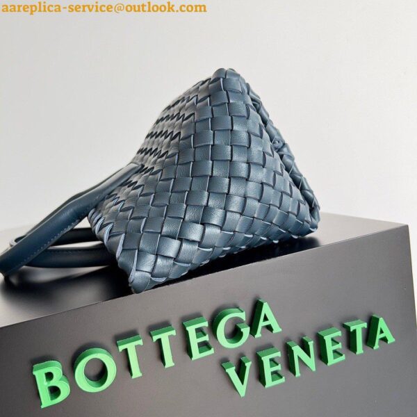 Replica Bottega Veneta Cabat Mini Bag In Navy Blue Intrecciato Lambskin 7