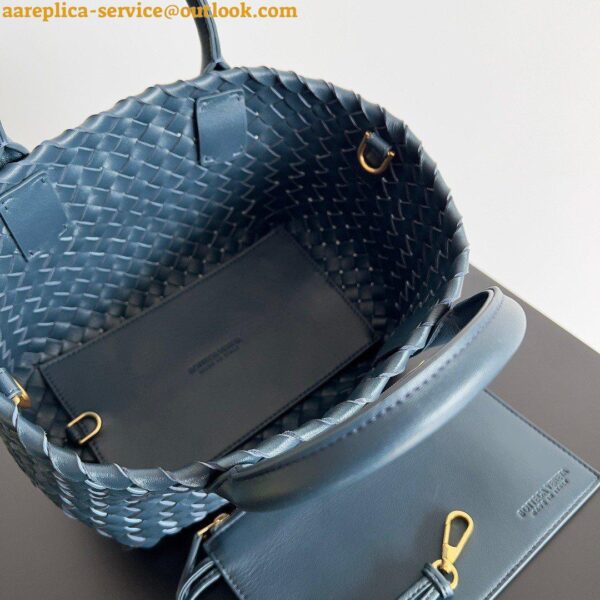 Replica Bottega Veneta Cabat Mini Bag In Navy Blue Intrecciato Lambskin 8