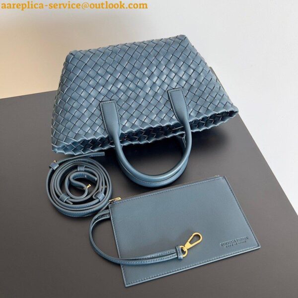 Replica Bottega Veneta Cabat Mini Bag In Navy Blue Intrecciato Lambskin 9