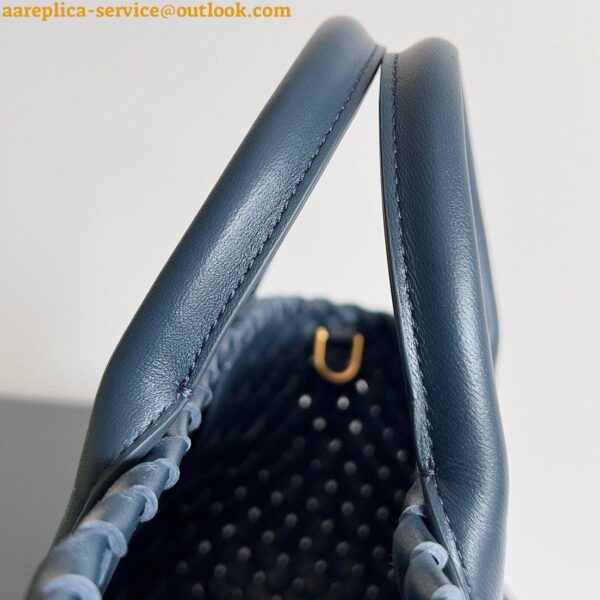 Replica Bottega Veneta Cabat Mini Bag In Navy Blue Intrecciato Lambskin 12