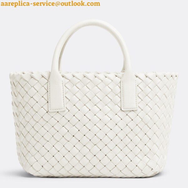 Replica Bottega Veneta Cabat Mini Bag In White Intrecciato Lambskin 3