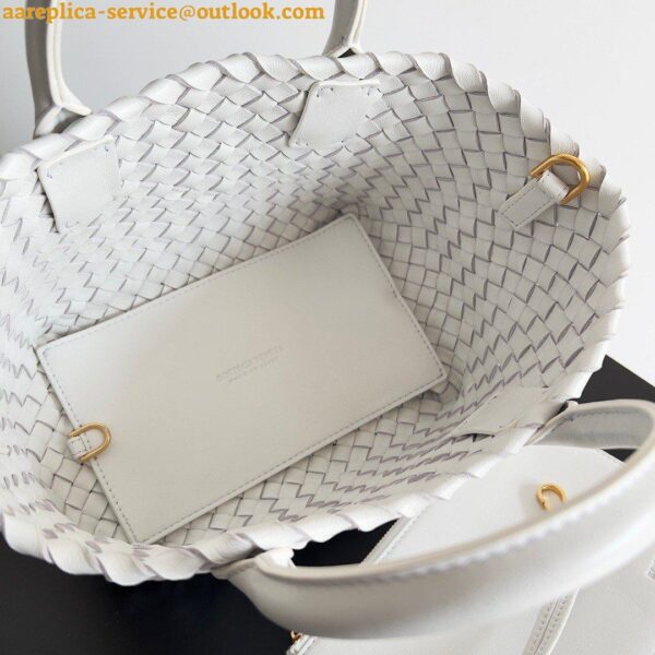 Replica Bottega Veneta Cabat Mini Bag In White Intrecciato Lambskin 13