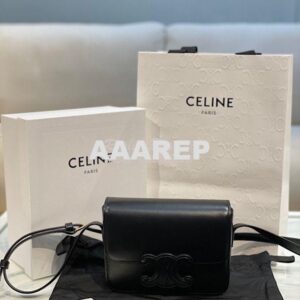 Replica Celine Teen Bag Cuir Triomphe In Shiny Calfskin 199233 Black 2