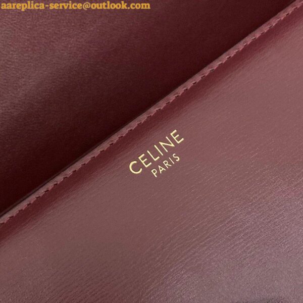 Replica Celine Triomphe Medium Bag In Bordeaux Smooth Calfskin 11