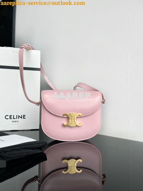 Replica Celine Teen Besace Triomphe In Shiny Calfskin 110413B Pink