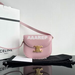 Replica Celine Teen Besace Triomphe In Shiny Calfskin 110413B Pink 2