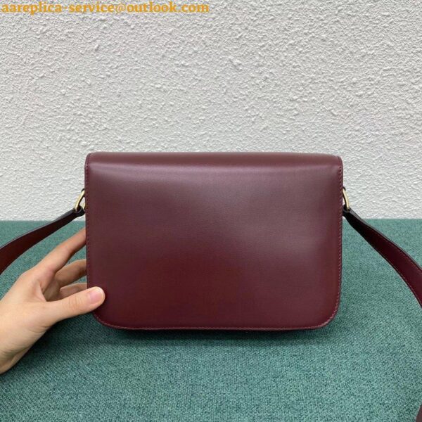 Replica Celine Triomphe Medium Bag In Bordeaux Smooth Calfskin 15