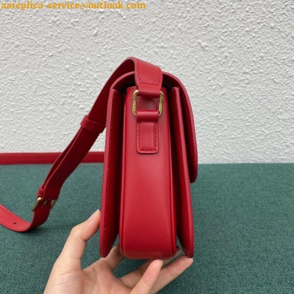 Replica Celine Triomphe Medium Bag In Red Smooth Calfskin 4