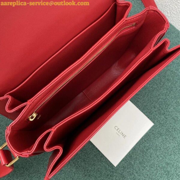 Replica Celine Triomphe Medium Bag In Red Smooth Calfskin 6