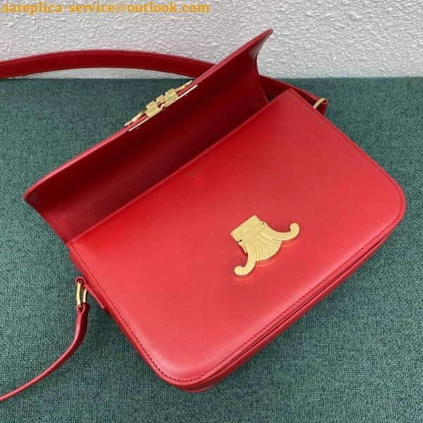 Replica Celine Triomphe Medium Bag In Red Smooth Calfskin 10