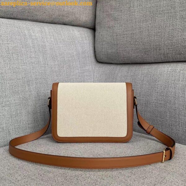 Replica Celine Triomphe Medium Bag In Textile and Calfskin 6