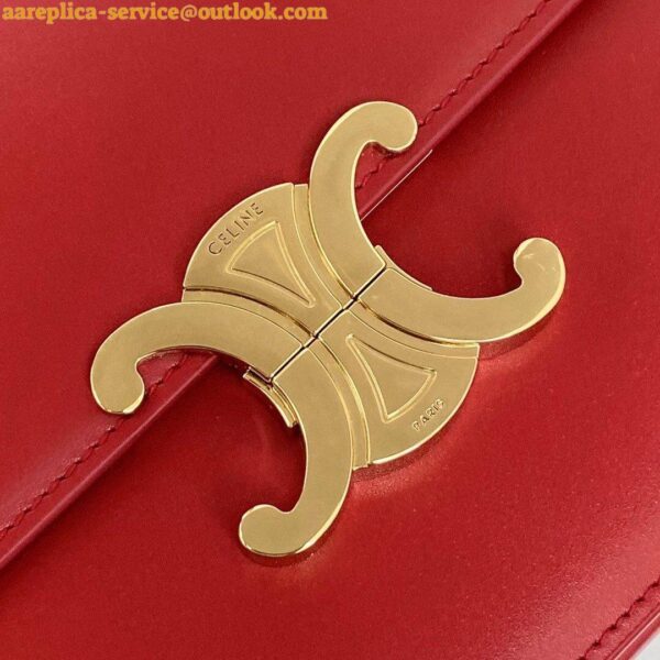 Replica Celine Triomphe Medium Bag In Red Smooth Calfskin 16