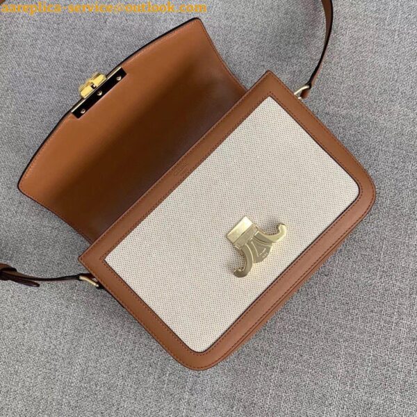 Replica Celine Triomphe Medium Bag In Textile and Calfskin 8