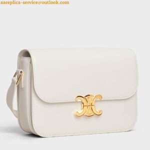 Replica Celine Triomphe Medium Bag In White Smooth Calfskin