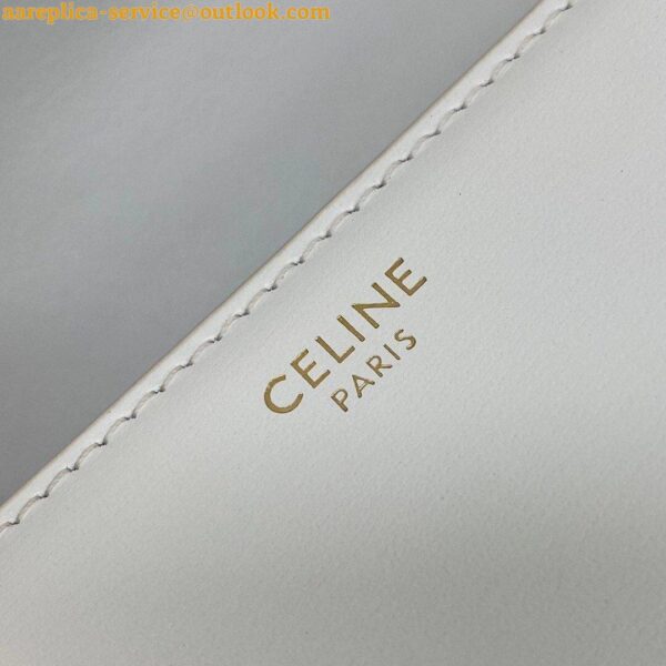 Replica Celine Triomphe Medium Bag In White Smooth Calfskin 9