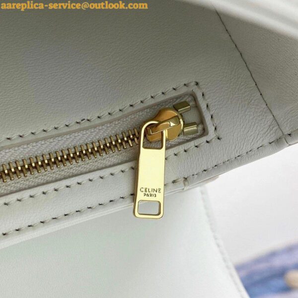 Replica Celine Triomphe Medium Bag In White Smooth Calfskin 15