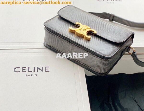 Replica Celine Teen Triomphe Bag in Lizard 188424 Anthracite 11